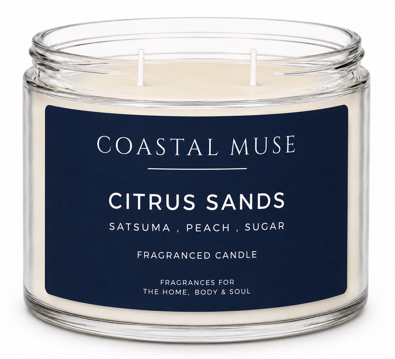 Coastal Muse 50cl Double wick candle in Citrus Sands fragrance